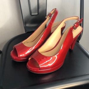 Antonio Melani Peep Toe Patent Leather Red Heels